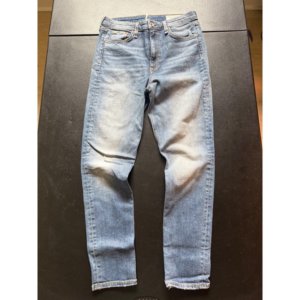Rag & Bone Nina High Rise Ankle Skinny Jeans Blue Size 27 Distressed Denim